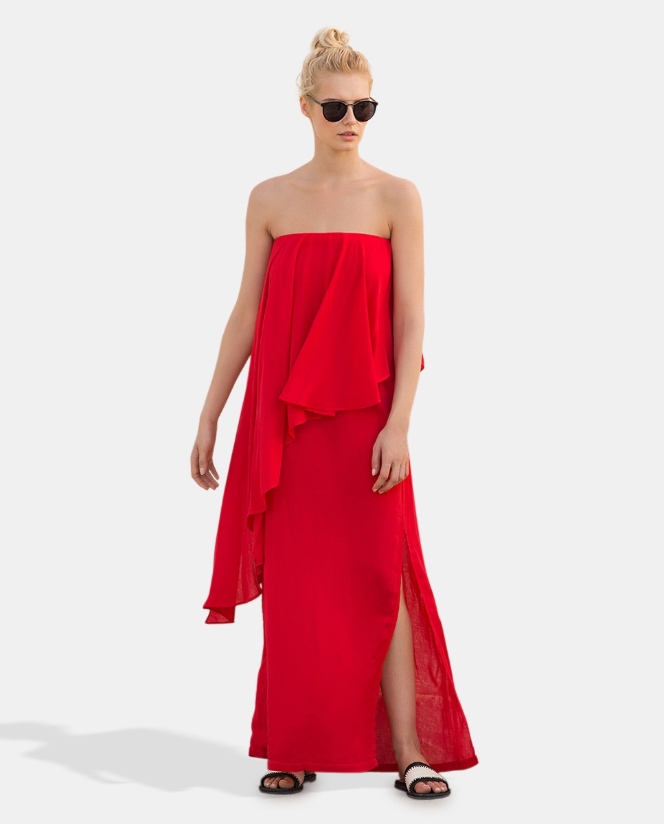 Vestido largo rojo de palabra de de marca touche
